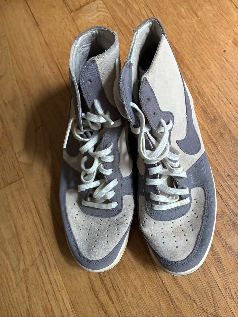 Nike Women's High-Top Lace-Up Boots in Light Gray and Cream